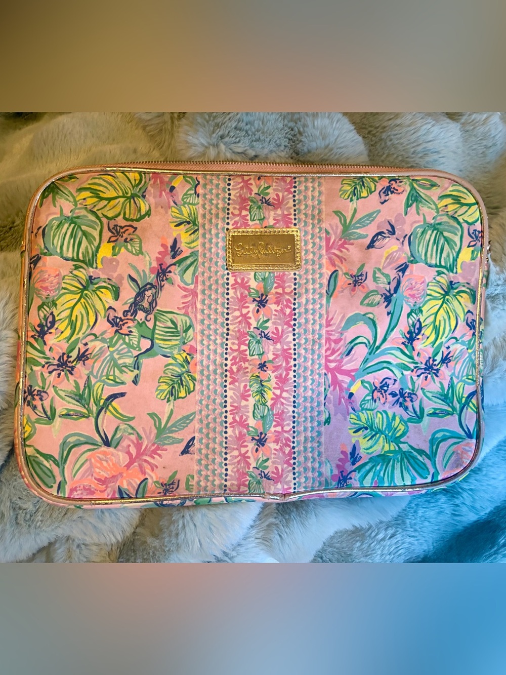 Lilly Pulitzer Padded Laptop Sleeve Case Pink Tropical Print 3 for $25